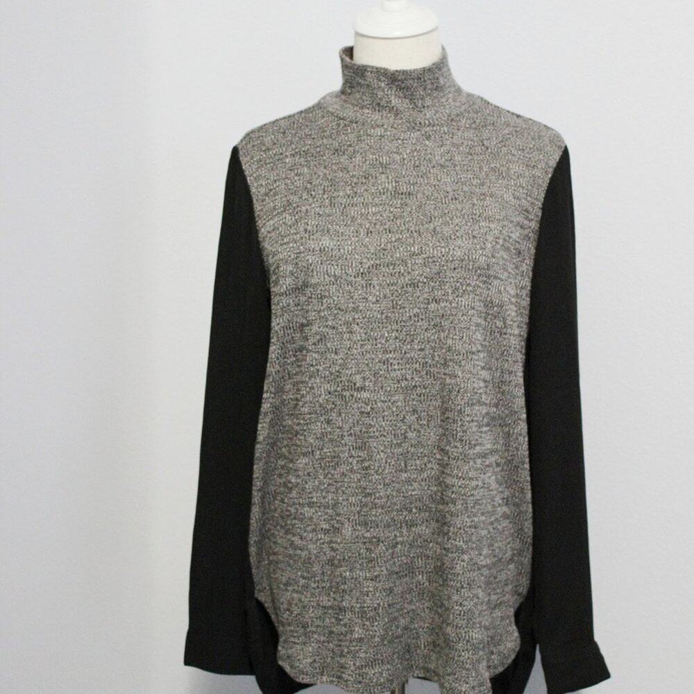 Loft by Ann Taylor Long Sleeve Tunic Sweater front and Sheer Back Size M